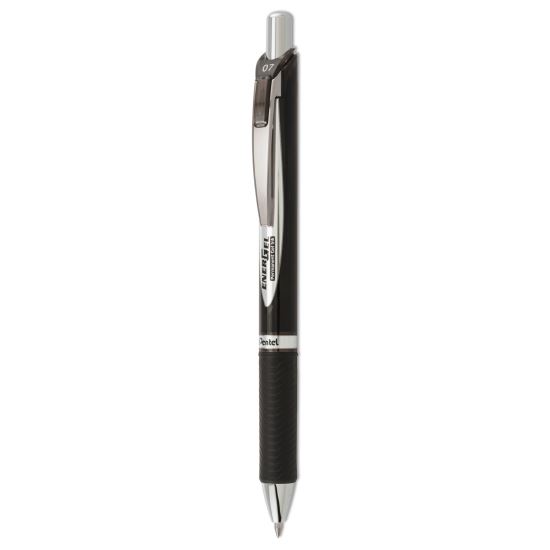 EnerGel PRO Permanent Ink Gel Pen, Retractable, Medium 0.7 mm, Black Ink, Black Barrel1