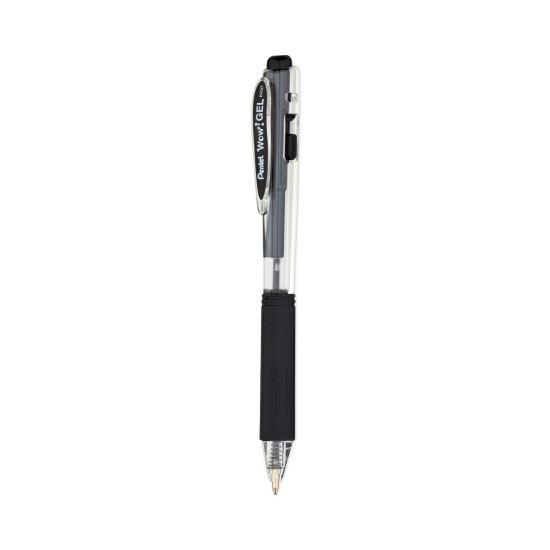 WOW! Gel Pen Bonus Pack, Retractable, Medium 0.7 mm, Black Ink, Clear/Black Barrel, 24/Pack1