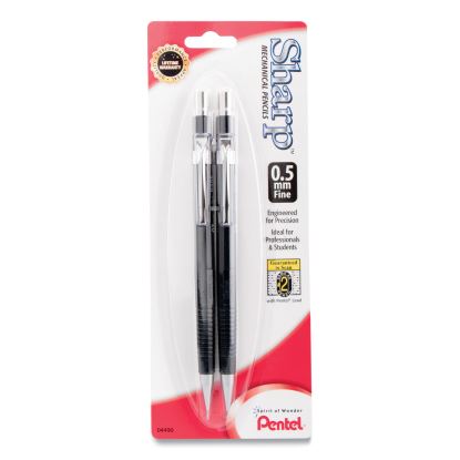 Sharp Mechanical Pencil, 0.5 mm, HB (#2.5), Black Lead, Black Barrel, 2/Pack1