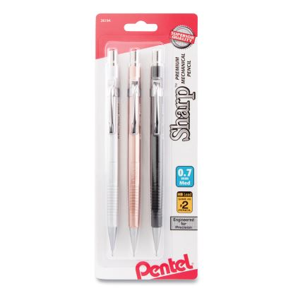 Sharp Mechanical Pencil, 0.7 mm, HB (#2.5), Black Lead, Assorted Barrel Colors, 3/Pack1