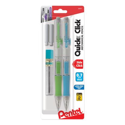 QUICK CLICK Mechanical Pencil, 0.7 mm, HB (#2.5), Black Lead, Assorted Barrel Colors, 2/Pack1