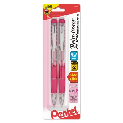 Twist-Erase CLICK Mechanical Pencil, 0.7 mm, HB (#2.5), Black Lead, Pink Barrel, 2/Pack1
