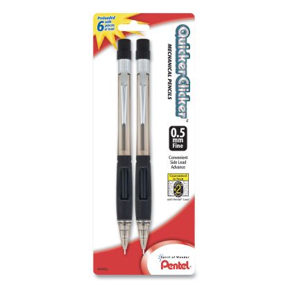 Quicker Clicker Mechanical Pencil, 0.5 mm, HB (#2.5), Black Lead, Smoke Barrel, 2/Pack1