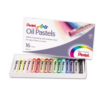 Oil Pastel Set With Carrying Case, 16 Assorted Colors, 0.38" dia x 2.38", 16/Pack1
