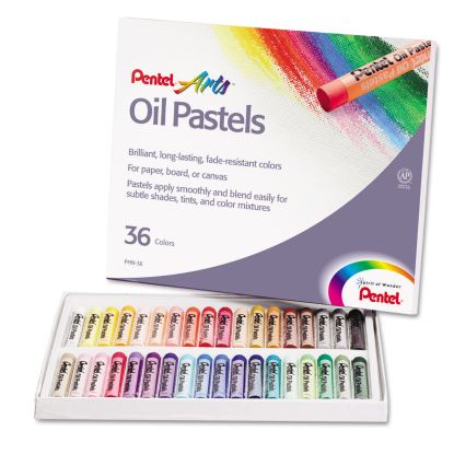 Oil Pastel Set With Carrying Case, 36 Assorted Colors, 0.38 dia x 2.38", 36/Pack1