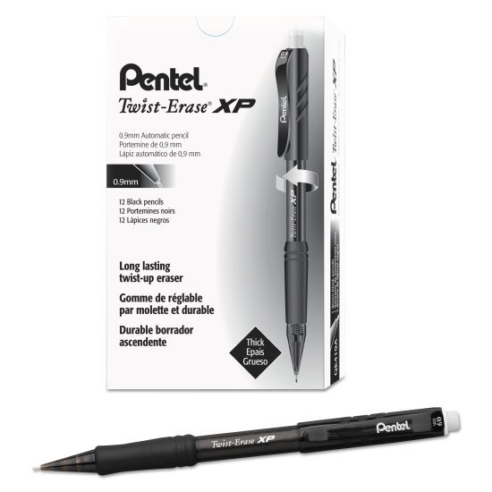 Twist-Erase EXPRESS Mechanical Pencil, 0.9 mm, HB (#2.5), Black Lead, Black Barrel, Dozen1