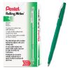 Rolling Writer Roller Ball Pen, Stick, Medium 0.8 mm, Green Ink, Green Barrel, Dozen2