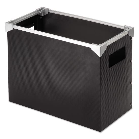 Poly Desktop File Box, Letter Files, 13" x 6.25" x 9.5", Black/Silver1