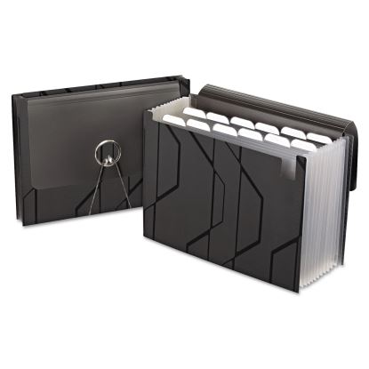 Sliding Cover Expanding File, 4" Expansion, 13 Sections, Cord/Hook Closure, 1/6-Cut Tabs, Letter Size, Black1