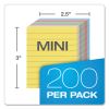 Ruled Mini Index Cards, 3 x 2.5, Assorted, 200/Pack2