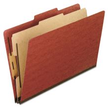 Four-, Six-, and Eight-Section Pressboard Classification Folders, 1 Divider, Embedded Fasteners, Letter Size, Red, 10/Box1
