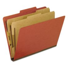 Four-, Six-, and Eight-Section Pressboard Classification Folders, 2 Dividers, Bonded Fasteners, Letter Size, Red, 10/Box1