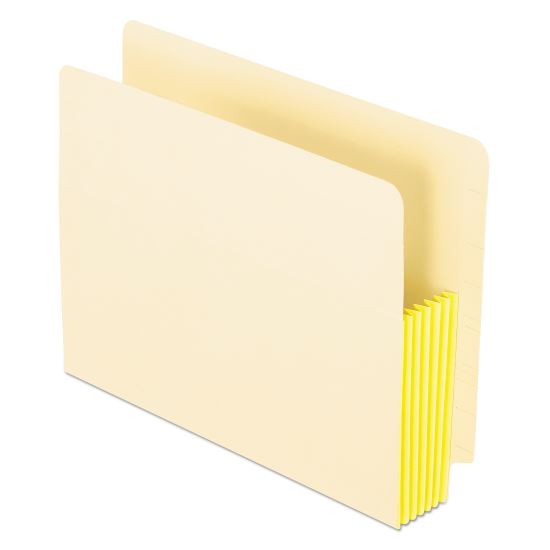 Manila Drop Front Shelf File Pockets with Rip-Proof-Tape Gusset Top, 5.25" Expansion, Letter Size, Manila, 10/Box1