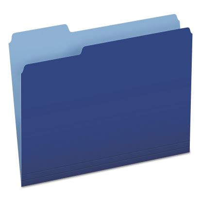 Colored File Folders, 1/3-Cut Tabs: Assorted, Letter Size, Navy Blue/Light Blue, 100/Box1