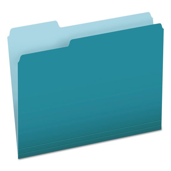 Colored File Folders, 1/3-Cut Tabs: Assorted, Letter Size, Teal/Light Teal, 100/Box1