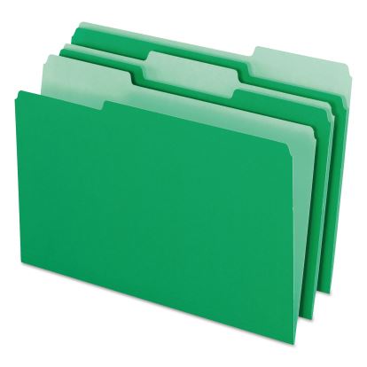 Colored File Folders, 1/3-Cut Tabs: Assorted, Legal Size, Green/Light Green, 100/Box1