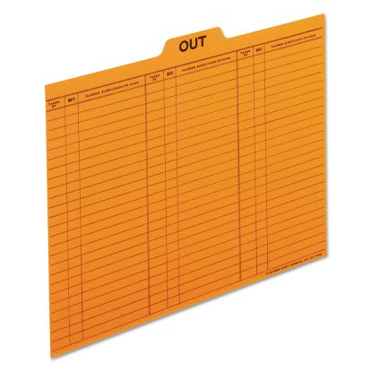 Salmon Colored Charge-Out Guides, 1/5-Cut Top Tab, Out, 8.5 x 11, Salmon, 100/Box1