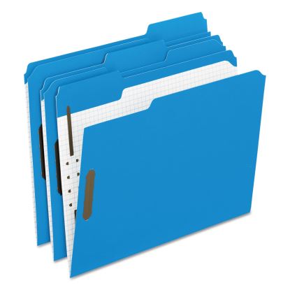 Colored Classification Folders with Embossed Fasteners, 2 Fasteners, Letter Size, Blue Exterior, 50/Box1
