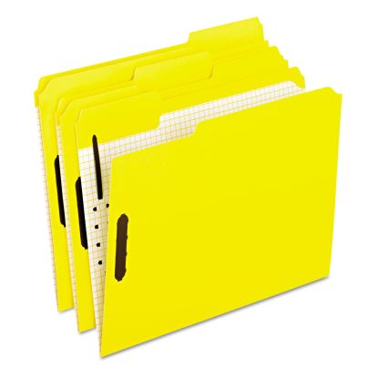 Colored Classification Folders with Embossed Fasteners, 2 Fasteners, Letter Size, Yellow Exterior, 50/Box1