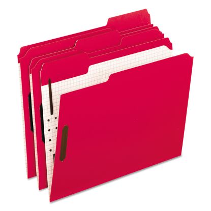 Colored Classification Folders with Embossed Fasteners, 2 Fasteners, Letter Size, Red Exterior, 50/Box1