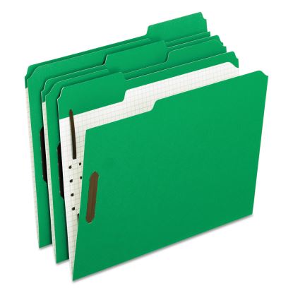 Colored Classification Folders with Embossed Fasteners, 2 Fasteners, Letter Size, Green Exterior, 50/Box1