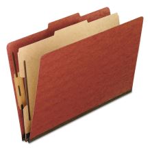 Four-, Six-, and Eight-Section Pressboard Classification Folders, 1 Divider, Embedded Fasteners, Legal Size, Red, 10/Box1