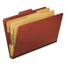 Four-, Six-, and Eight-Section Pressboard Classification Folders, 2 Dividers, Embedded Fasteners, Legal Size, Red, 10/Box1