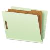 End Tab Classification Folders, 2 Dividers, Letter Size, Pale Green, 10/Box1