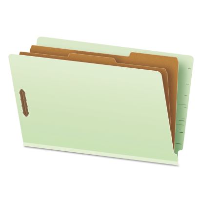 End Tab Classification Folders, 2 Dividers, Legal Size, Pale Green, 10/Box1