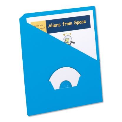 Slash Pocket Project Folders, 3-Hole Punched, Straight Tab, Letter Size, Blue, 25/Pack1