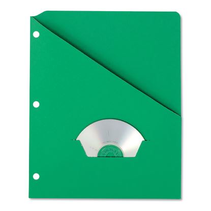 Slash Pocket Project Folders, 3-Hole Punched, Straight Tab, Letter Size, Green, 25/Pack1