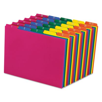 Poly Top Tab File Guides, 1/5-Cut Top Tab, 1 to 30-31, 8.5 x 11, Assorted Colors, 31/Set1