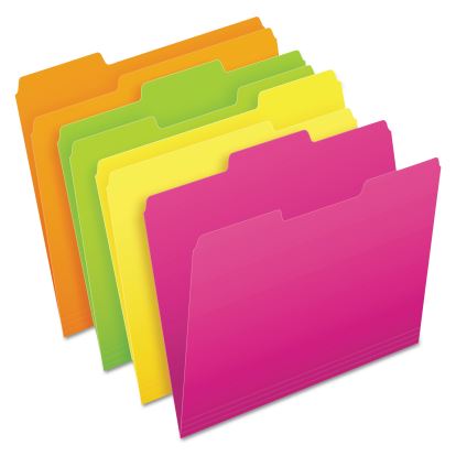 Glow File Folders, 1/3-Cut Tabs: Assorted, Letter Size, 0.75" Expansion, Assorted Colors, 24/Pack1