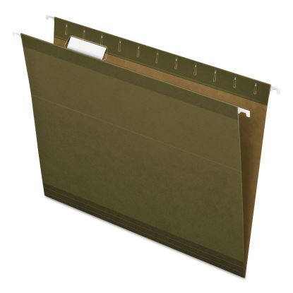 Reinforced Hanging File Folders, Letter Size, 1/5-Cut Tab, Standard Green, 25/Box1