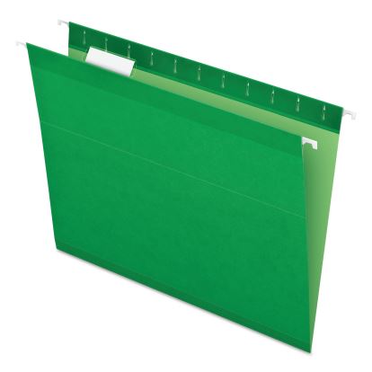 Colored Reinforced Hanging Folders, Letter Size, 1/5-Cut Tabs, Bright Green, 25/Box1