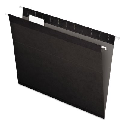 Colored Reinforced Hanging Folders, Letter Size, 1/5-Cut Tabs, Black, 25/Box1