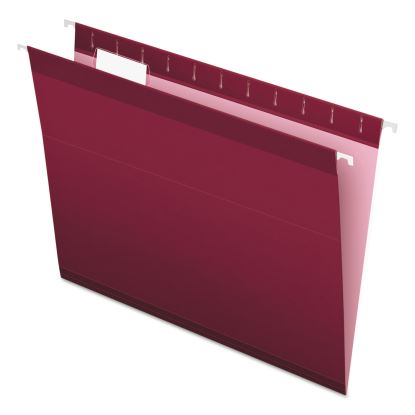 Colored Reinforced Hanging Folders, Letter Size, 1/5-Cut Tabs, Burgundy, 25/Box1
