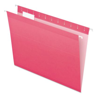 Colored Reinforced Hanging Folders, Letter Size, 1/5-Cut Tabs, Pink, 25/Box1