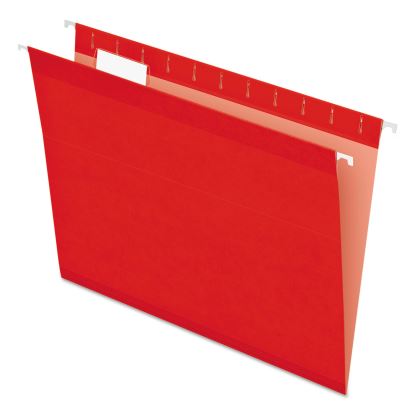 Colored Reinforced Hanging Folders, Letter Size, 1/5-Cut Tabs, Red, 25/Box1