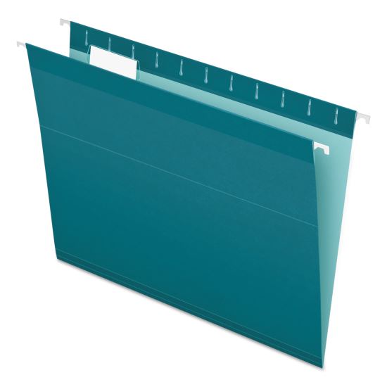 Colored Reinforced Hanging Folders, Letter Size, 1/5-Cut Tabs, Teal, 25/Box1