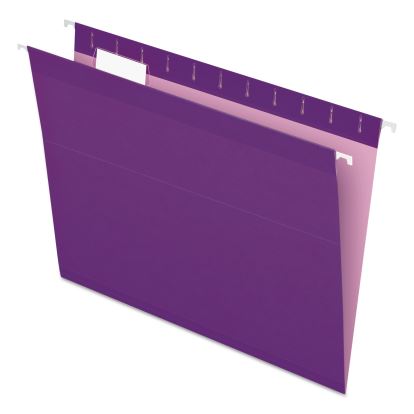 Colored Reinforced Hanging Folders, Letter Size, 1/5-Cut Tabs, Violet, 25/Box1