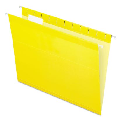 Colored Reinforced Hanging Folders, Letter Size, 1/5-Cut Tabs, Yellow, 25/Box1