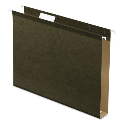 Extra Capacity Reinforced Hanging File Folders with Box Bottom, 1" Capacity, Letter Size, 1/5-Cut Tabs, Green, 25/Box1