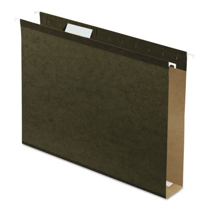 Extra Capacity Reinforced Hanging File Folders with Box Bottom, 2" Capacity, Letter Size, 1/5-Cut Tabs, Green, 25/Box1