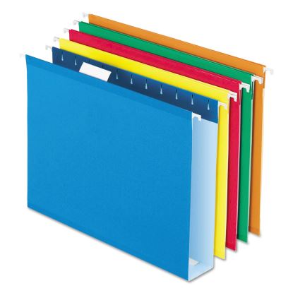 Extra Capacity Reinforced Hanging File Folders with Box Bottom, 2" Capacity, Letter Size, 1/5-Cut Tab, Assorted Colors,25/BX1