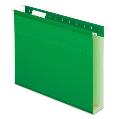 Extra Capacity Reinforced Hanging File Folders with Box Bottom, 2" Capacity, Letter Size, 1/5-Cut Tabs, Bright Green, 25/Box1