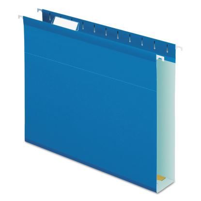 Extra Capacity Reinforced Hanging File Folders with Box Bottom, 2" Capacity, Letter Size, 1/5-Cut Tabs, Blue, 25/Box1