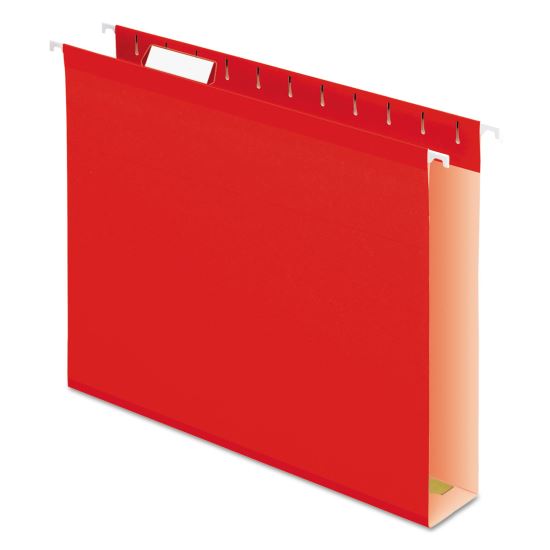 Extra Capacity Reinforced Hanging File Folders with Box Bottom, 2" Capacity, Letter Size, 1/5-Cut Tabs, Red, 25/Box1