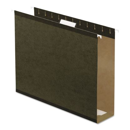 Extra Capacity Reinforced Hanging File Folders with Box Bottom, 3" Capacity, Letter Size, 1/5-Cut Tabs, Green, 25/Box1