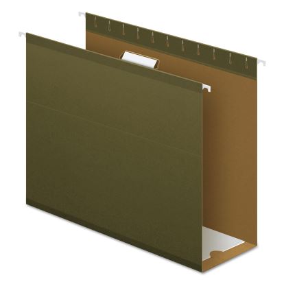 Extra Capacity Reinforced Hanging File Folders with Box Bottom, 4" Capacity, Letter Size, 1/5-Cut Tabs, Green, 25/Box1